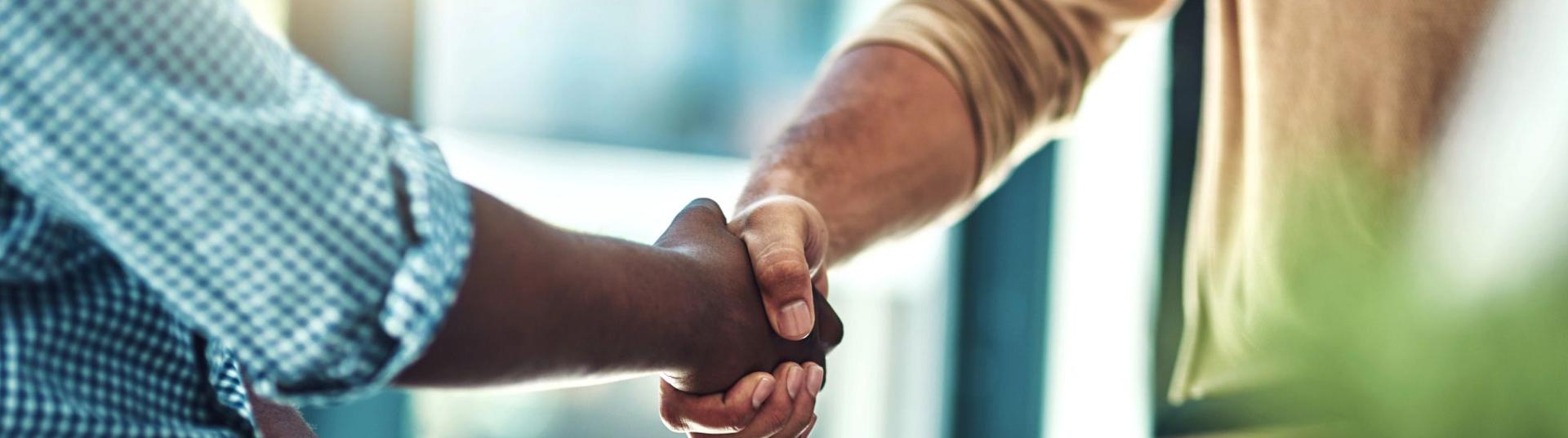 Counselor and patient shaking hands