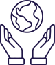 Hands with the world icon